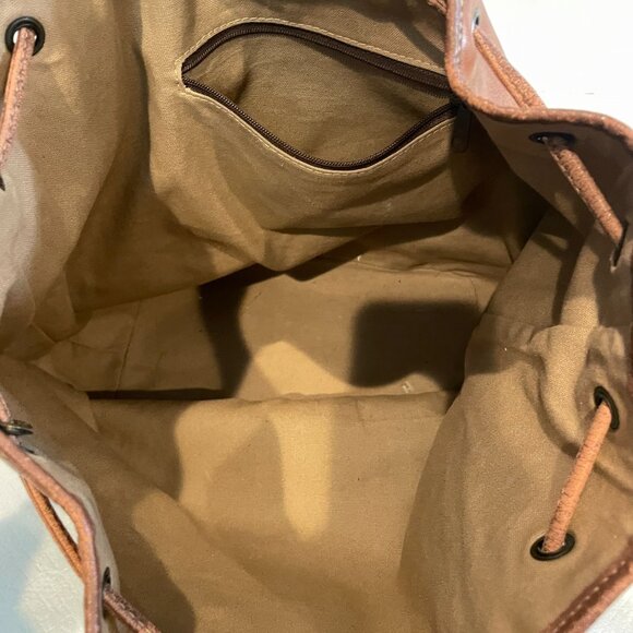 Carlo Rino Distressed Leather Tote Shoulder Bag Drawstring Close Brown - Picture 6 of 9